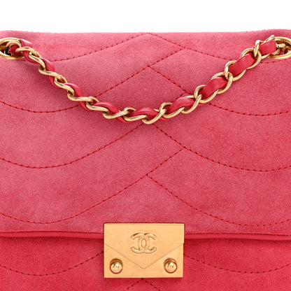 Chanel Suede Lambskin Scallop Quilted Mini Pagoda Flap Pink 8 of 15
