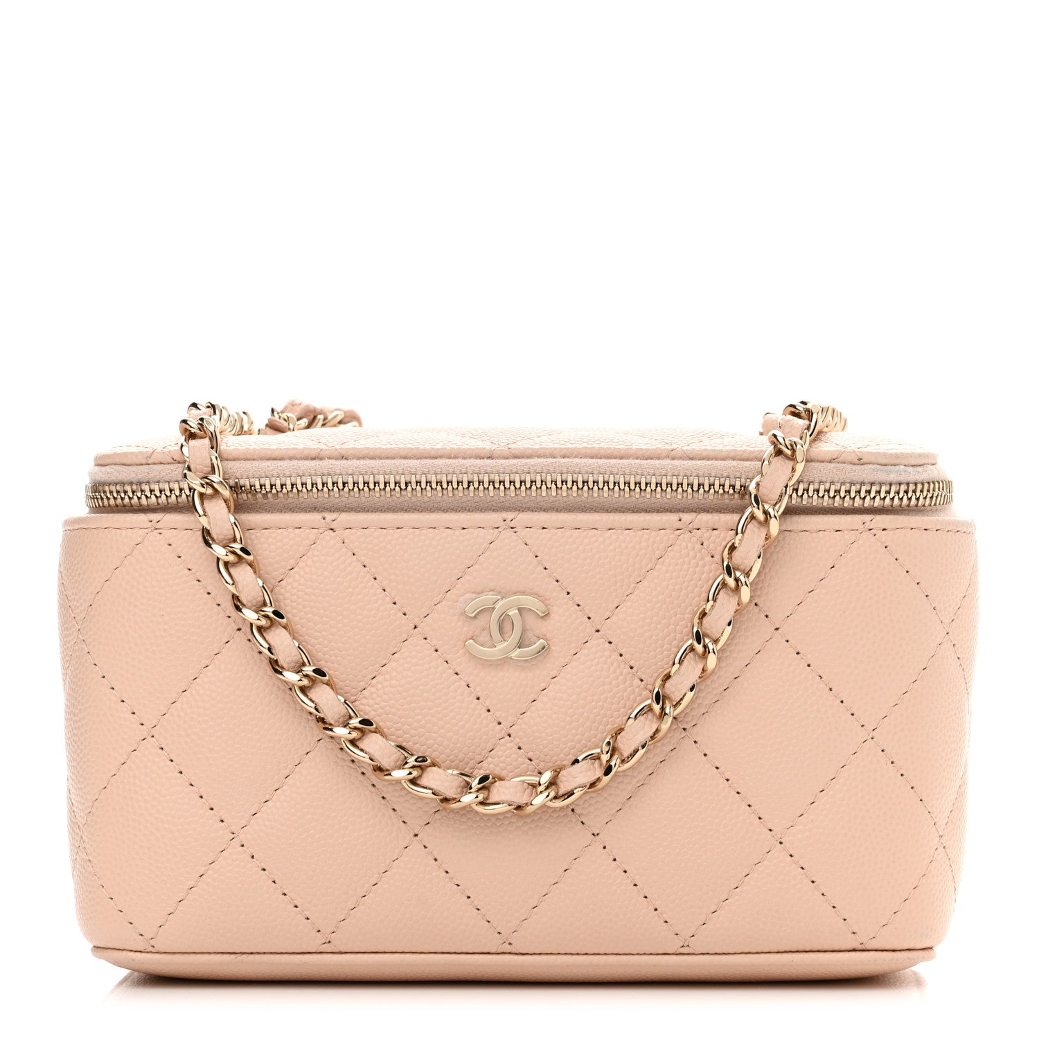 Chanel Caviar Quilted Small Vanity Case With Chain Light Beige 1 of 11