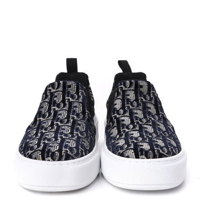 Christian Dior Velvet Oblique Womens Solar Slip On Sneakers 37 Deep Blue 2 of 10