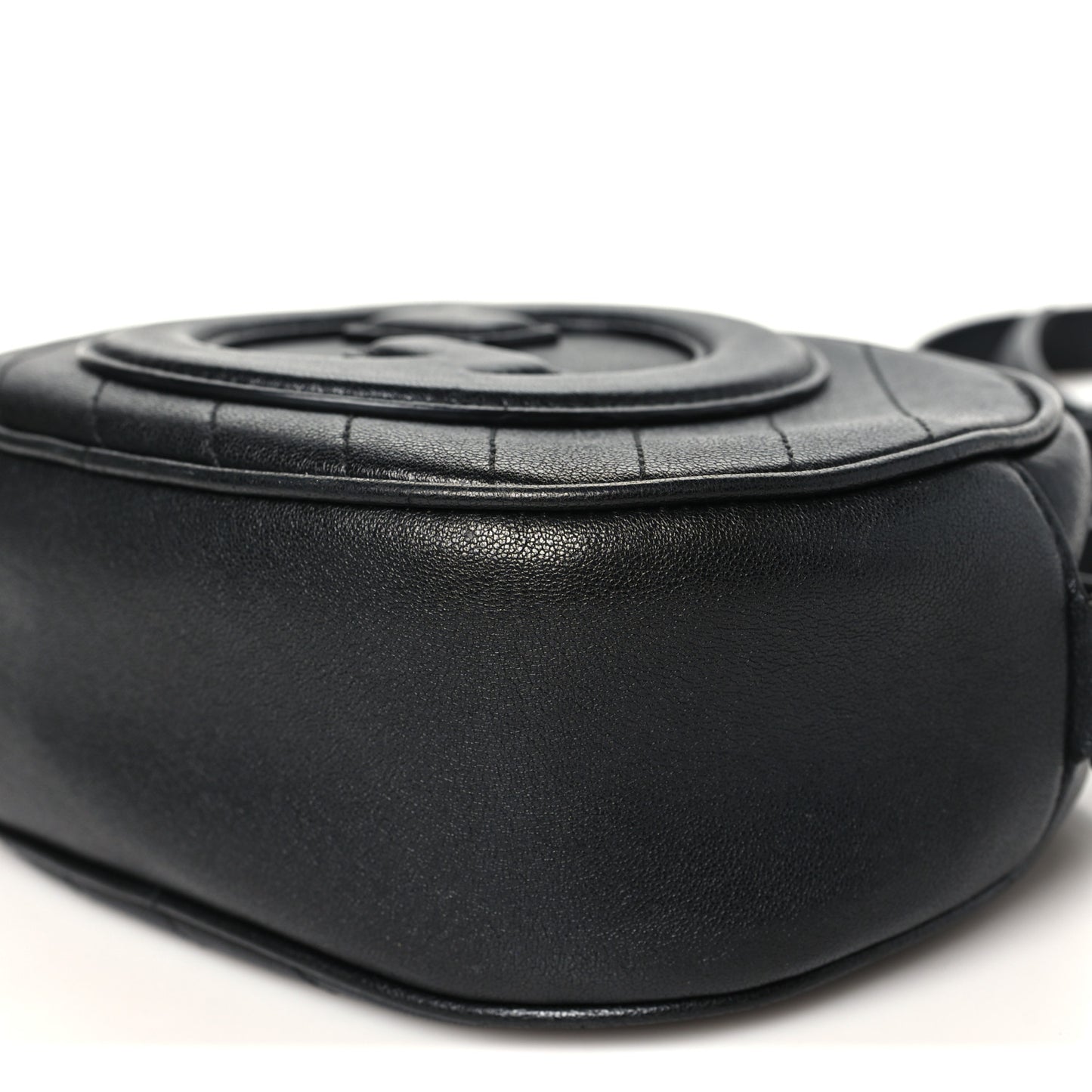 Sakai Be Green Calfskin Diagonal Stitched Mini Blondie Shoulder Bag Black