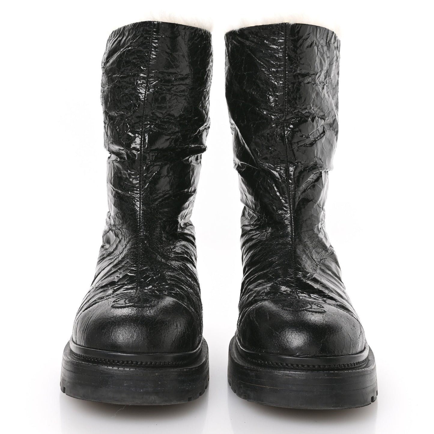 Lambskin Shearling Short Boots 38 Black