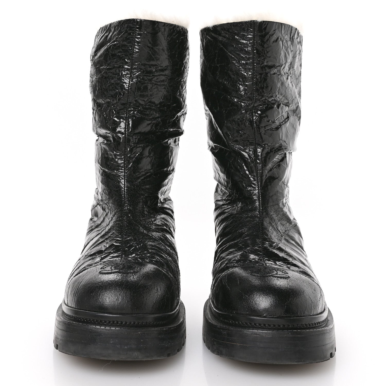 Chanel Lambskin Shearling Short Boots 38 Black 4 of 8
