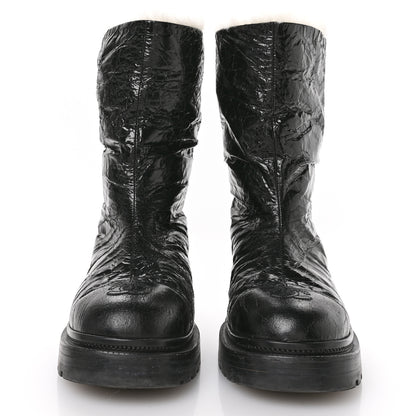 Chanel Lambskin Shearling Short Boots 38 Black 4 of 8