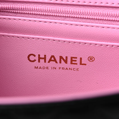 Chanel Lambskin Quilted Bi-Color Mini Top Handle Rectangular Flap Black Lilac 6 of 10