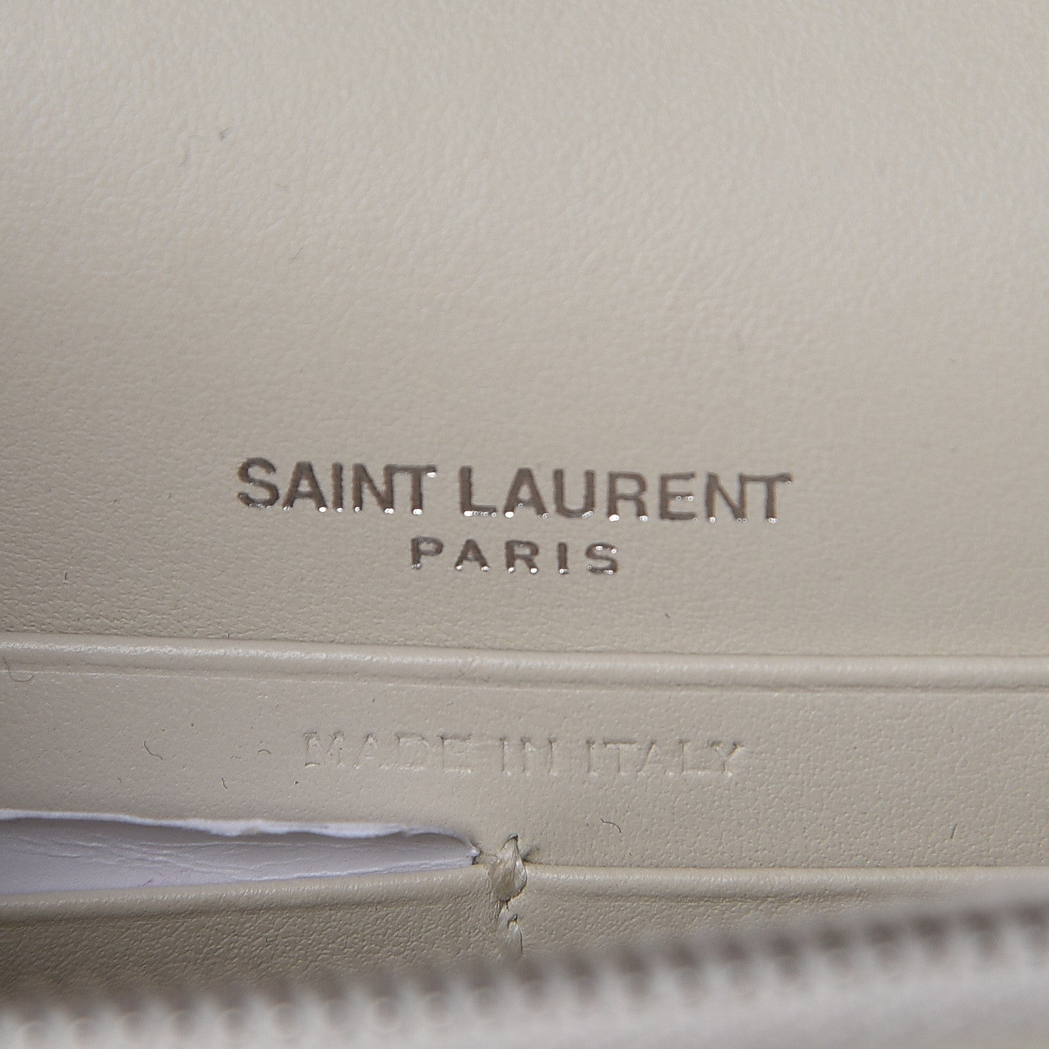 Saint Laurent Calfskin Crocodile Embossed Monogram Sunset Chain Wallet Blanc Vintage 6 of 9