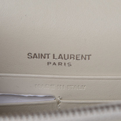 Saint Laurent Calfskin Crocodile Embossed Monogram Sunset Chain Wallet Blanc Vintage 6 of 9