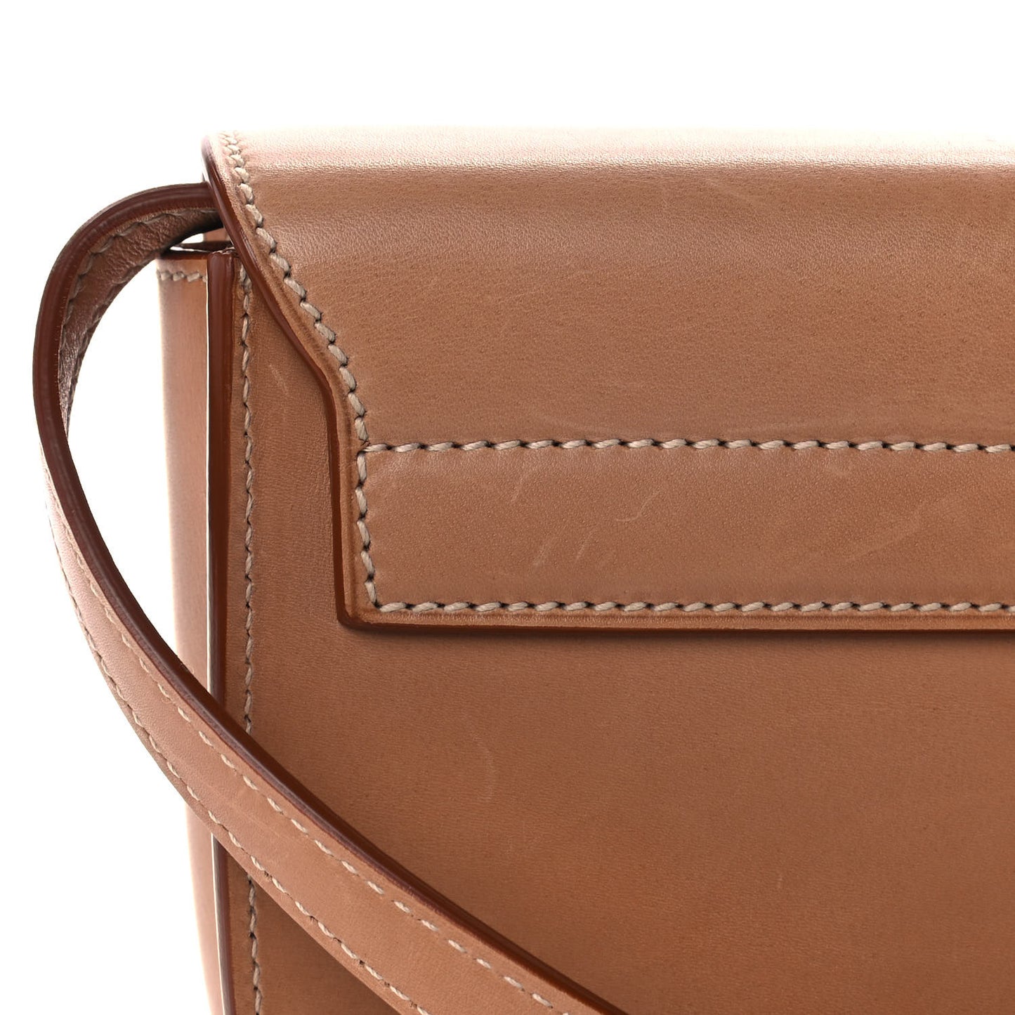 Smooth Vintage Calfskin Small Kaia Satchel Brown Gold