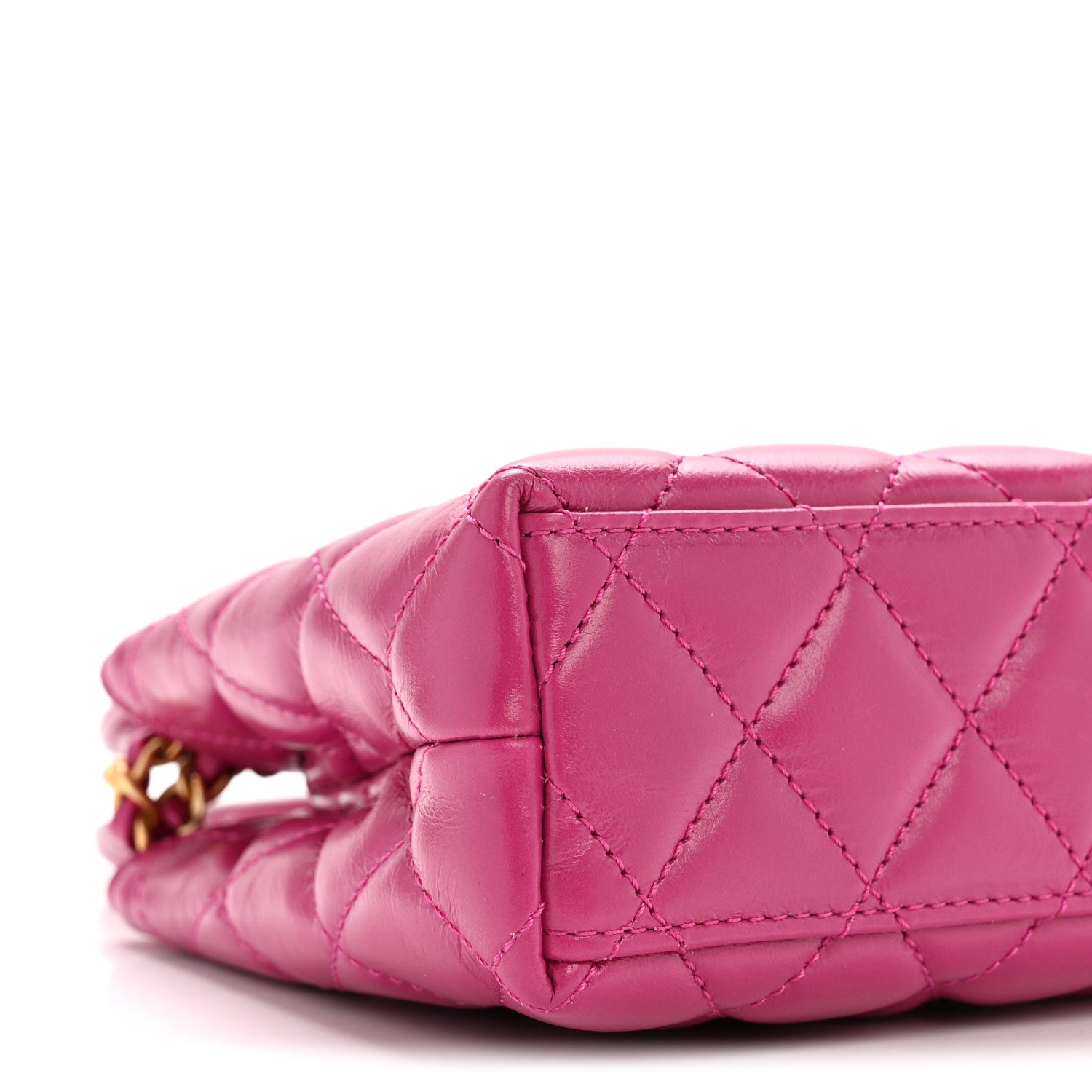 Chanel Shiny Aged Calfskin Quilted Nano Kelly Shopper Dark Pink 9 of 11