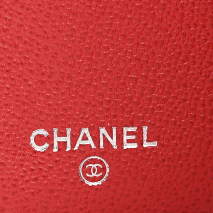 Chanel Grained Calfskin Quilted CC Box Flap Wallet Red 6 of 17