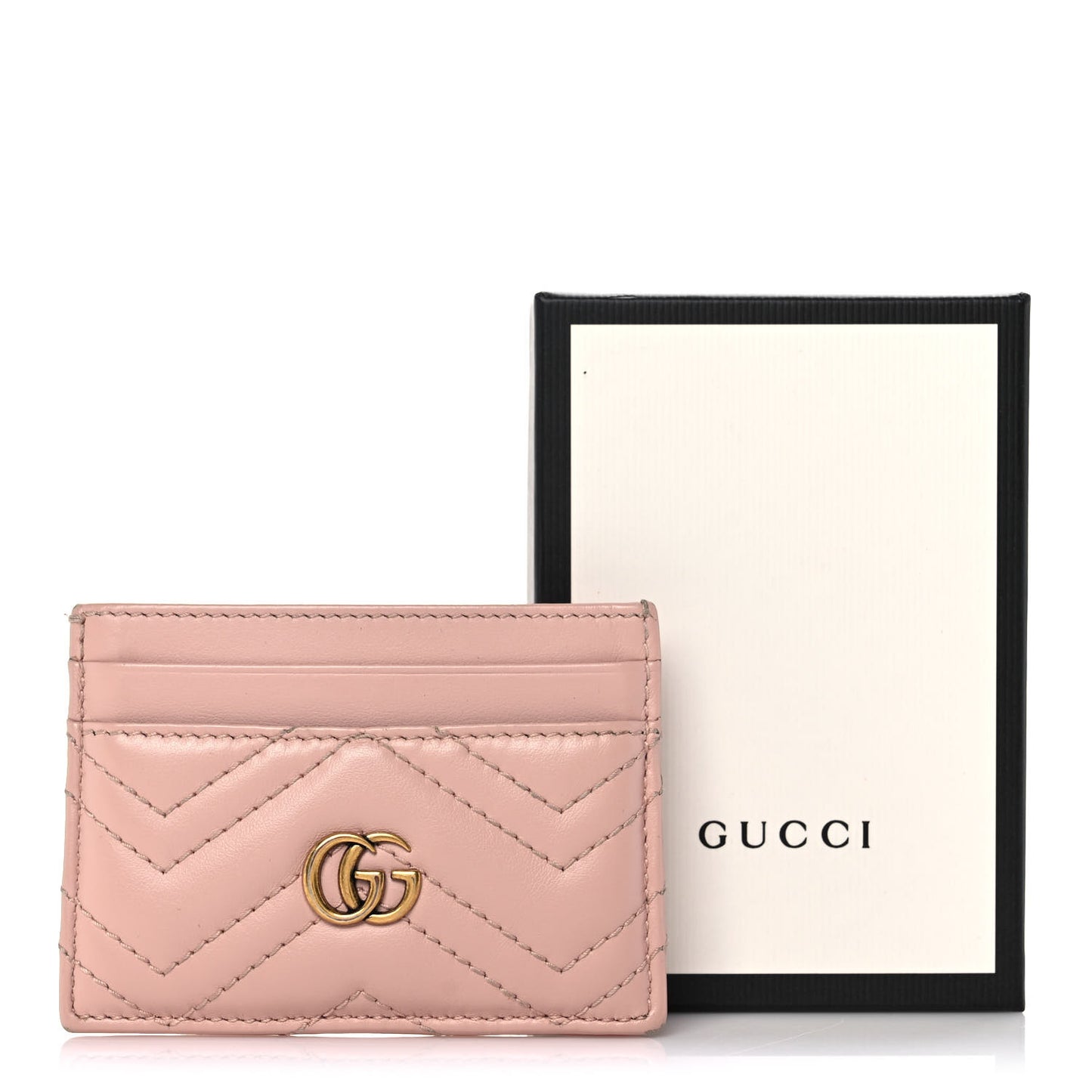 Calfskin Matelasse GG Marmont Card Holder Perfect Pink