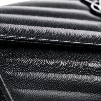 Saint Laurent Grain De Poudre Matelasse Chevron Monogram Chain Wallet Black 11 of 19