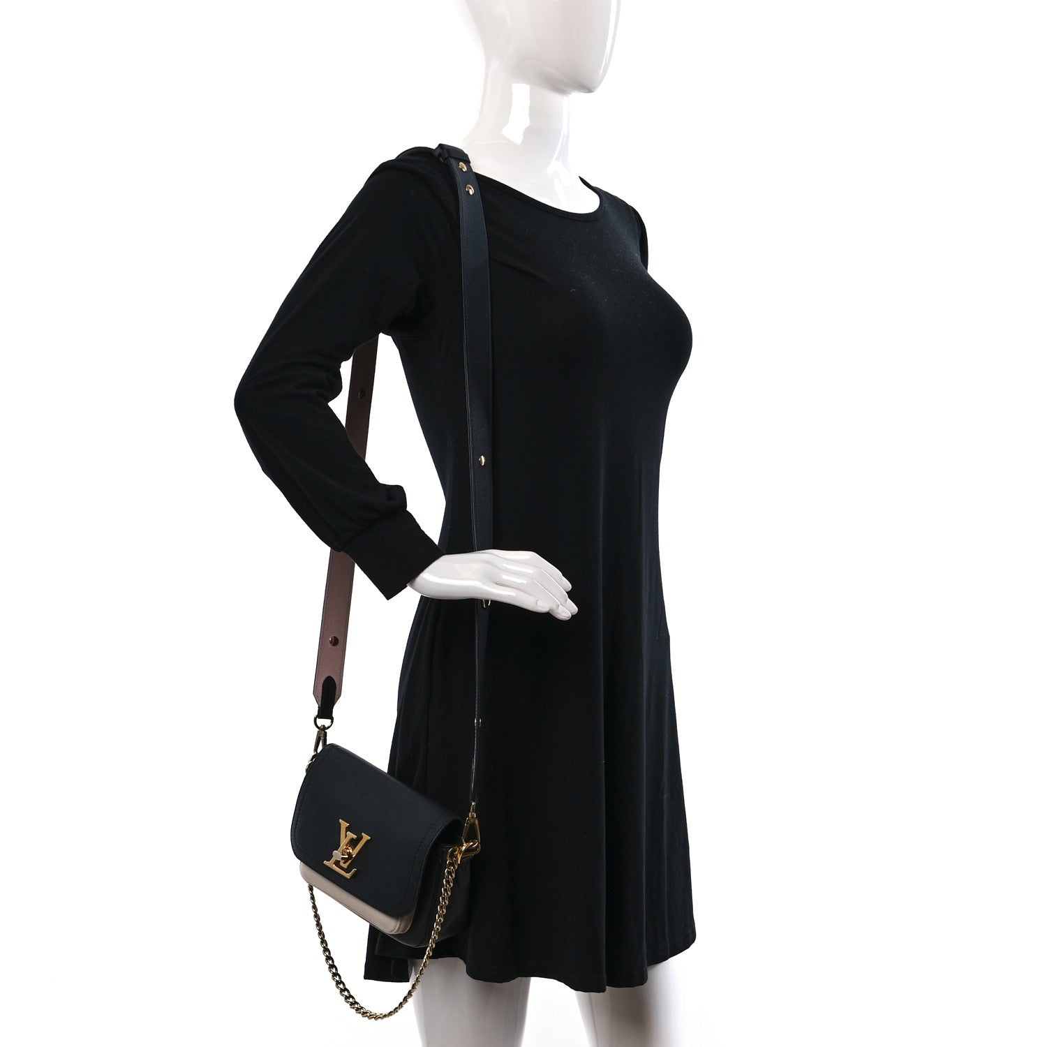 Louis Vuitton Grained Calfskin Lockme Tender Black 2 of 9
