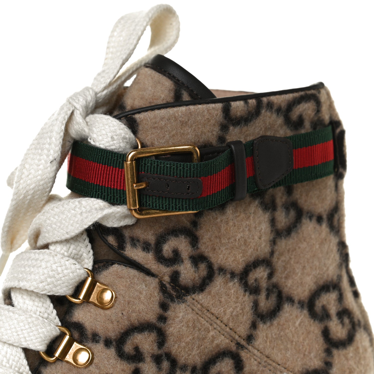 Gucci Covered Wool Big GG Monogram Womens Lace Up Combat Ankle Boots 40 Beige Ebony Cocoa 12 of 12