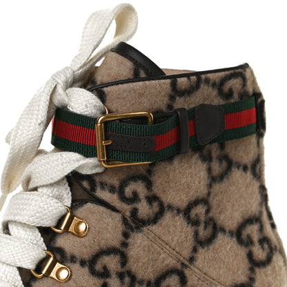 Gucci Covered Wool Big GG Monogram Womens Lace Up Combat Ankle Boots 40 Beige Ebony Cocoa 12 of 12