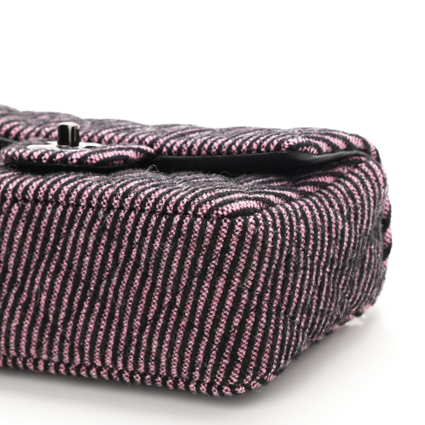 Wool Tweed Quilted Mini Rectangular Flap Pink Black
