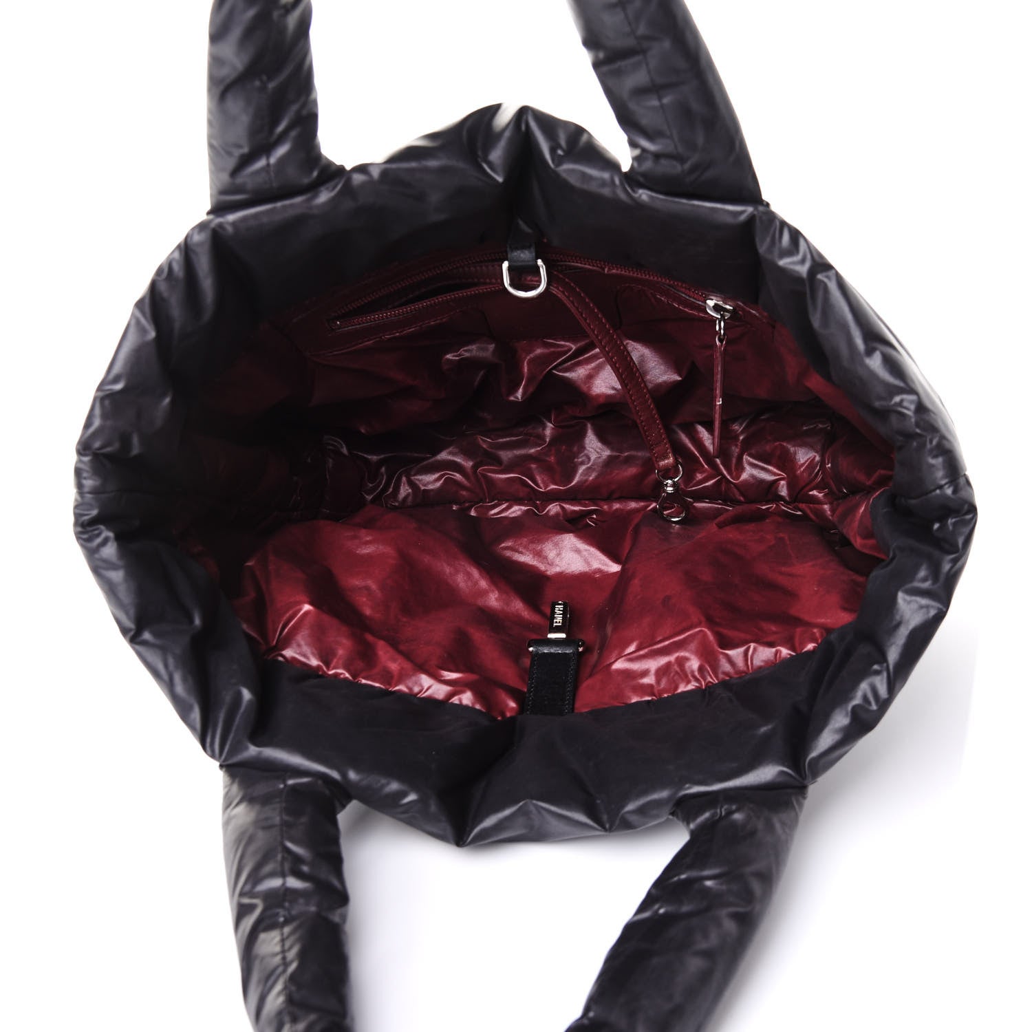 Chanel Nylon Quilted Coco Cocoon Medium Reversible Tote Black Red 4 of 8