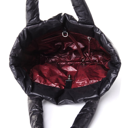 Chanel Nylon Quilted Coco Cocoon Medium Reversible Tote Black Red 4 of 8