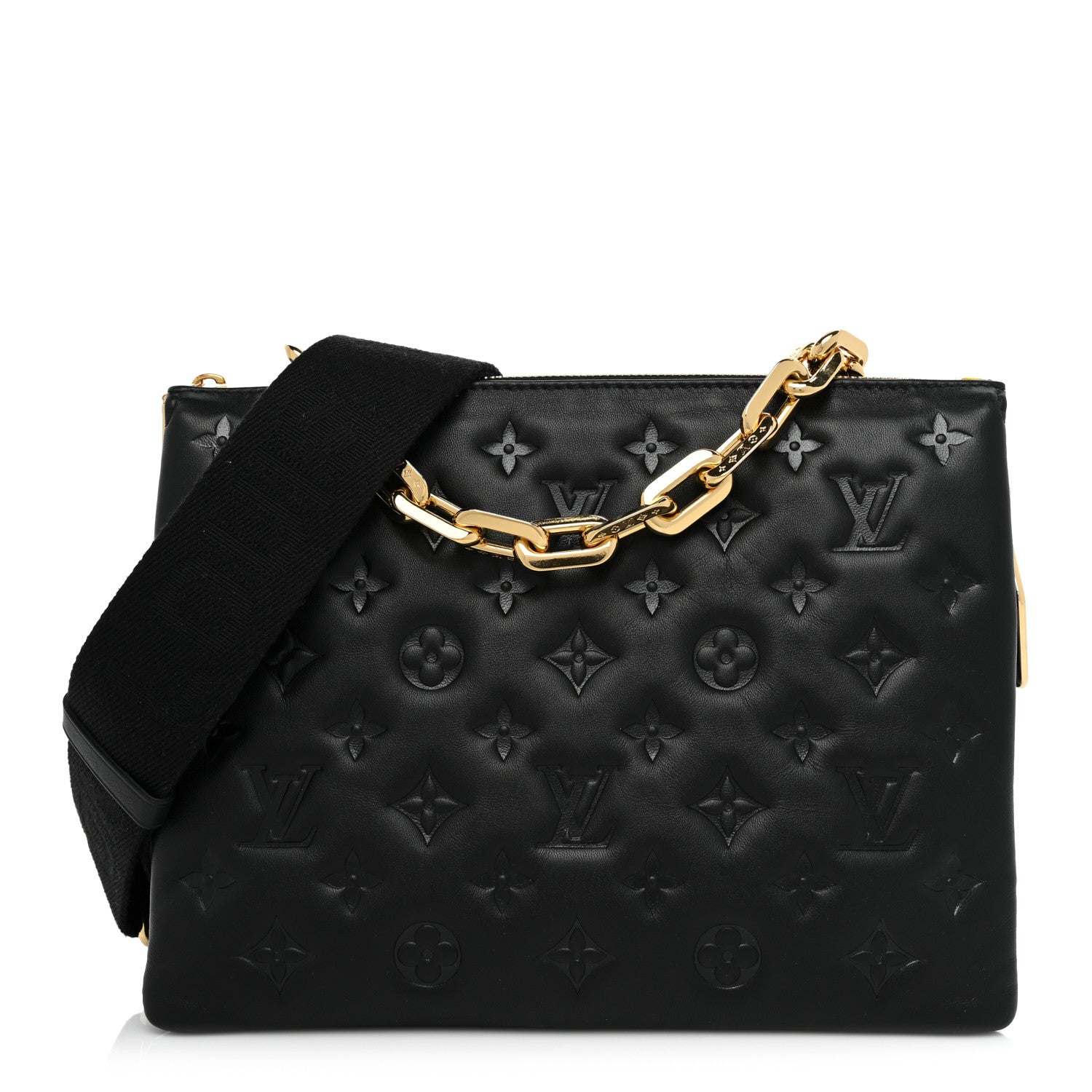 Louis Vuitton Lambskin Embossed Monogram Coussin PM Black 1 of 10