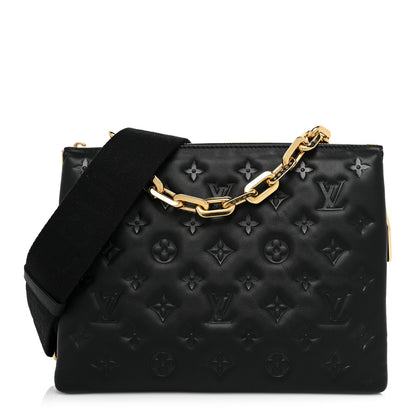 Louis Vuitton Lambskin Embossed Monogram Coussin PM Black 1 of 10