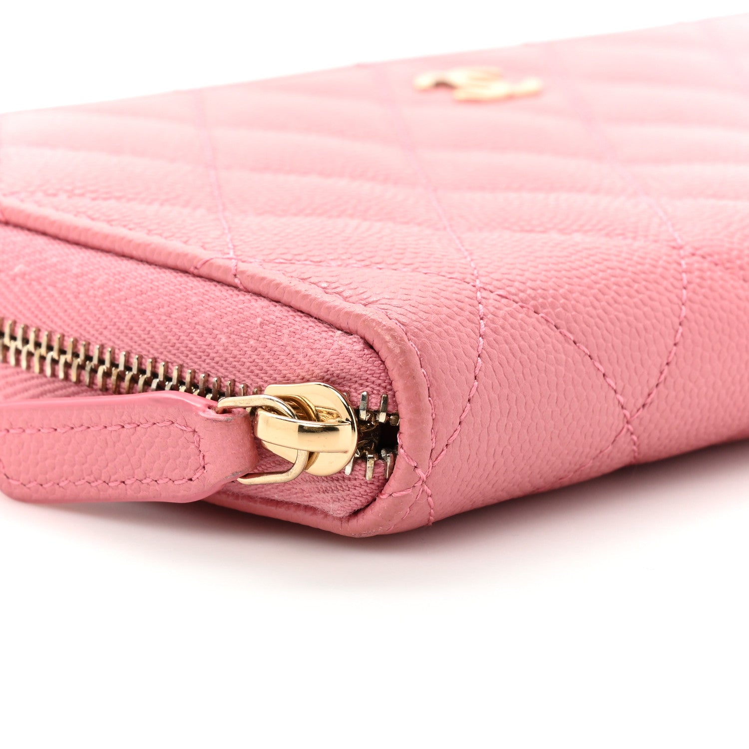 Chanel Caviar Quilted Large Gusset Zip Around Wallet Pink 13 of 19