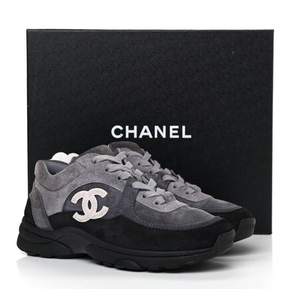 Chanel Suede Calfskin CC Sneakers 35 Grey 11 of 11