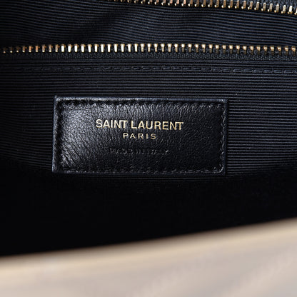 Saint Laurent Grain De Poudre Matelasse Chevron Large Monogram Satchel Dark Beige 6 of 11