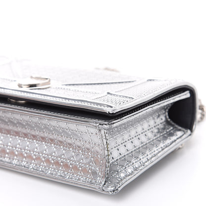 Christian Dior Metallic Patent Micro-Cannage Mini Diorama Flap Bag Silver 8 of 11