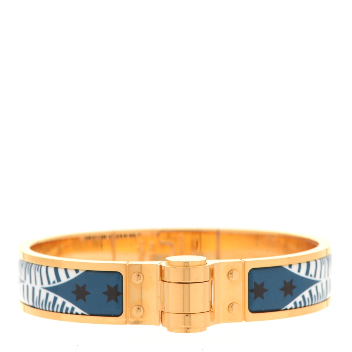 Enamel Printed Narrow Eperon d'Or Bandana Hinged Bracelet S