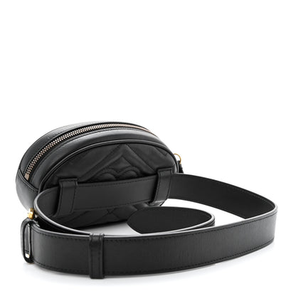 Gucci Calfskin Matelasse GG Marmont Belt Bag 85 34 Black 3 of 11