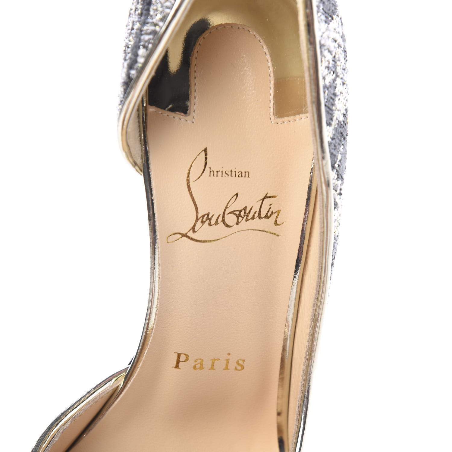 Christian Louboutin Lurex Gigi Specchio Iriza 100 Pumps 37 Black Light Gold 7 of 8
