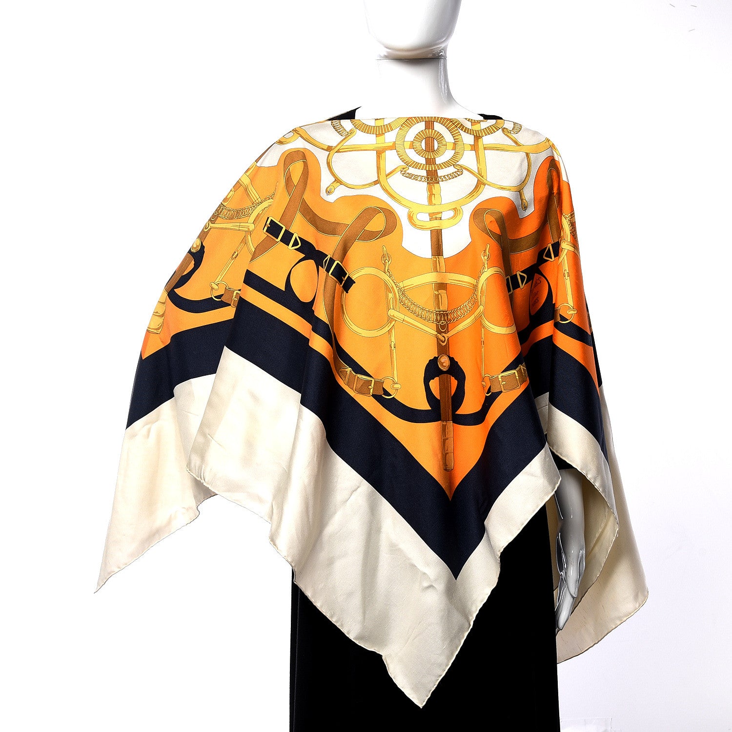 Hermes Shantung Silk Eperon D'Or Poncho 2 of 8