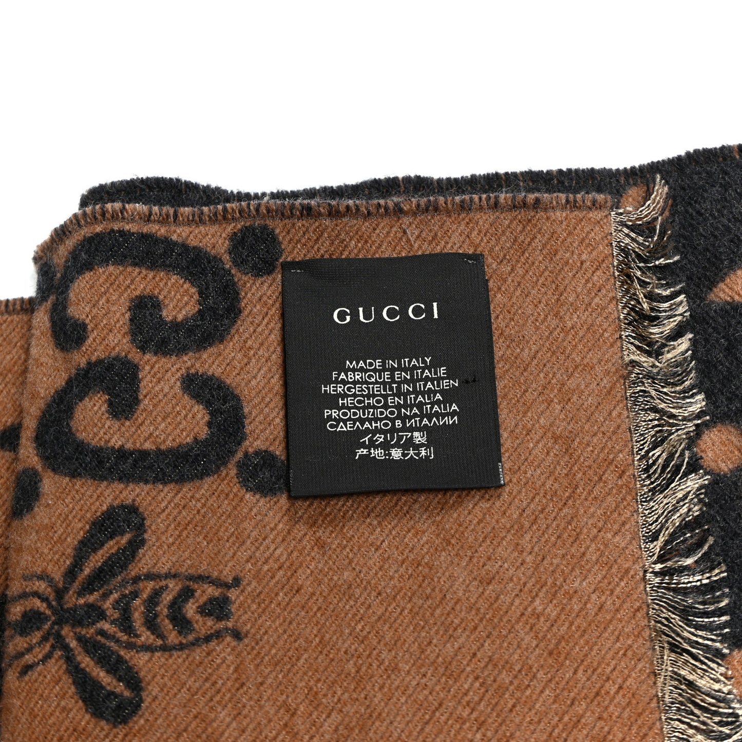 Wool Silk GG Monogram Fly Constellation Scarf Brown Black