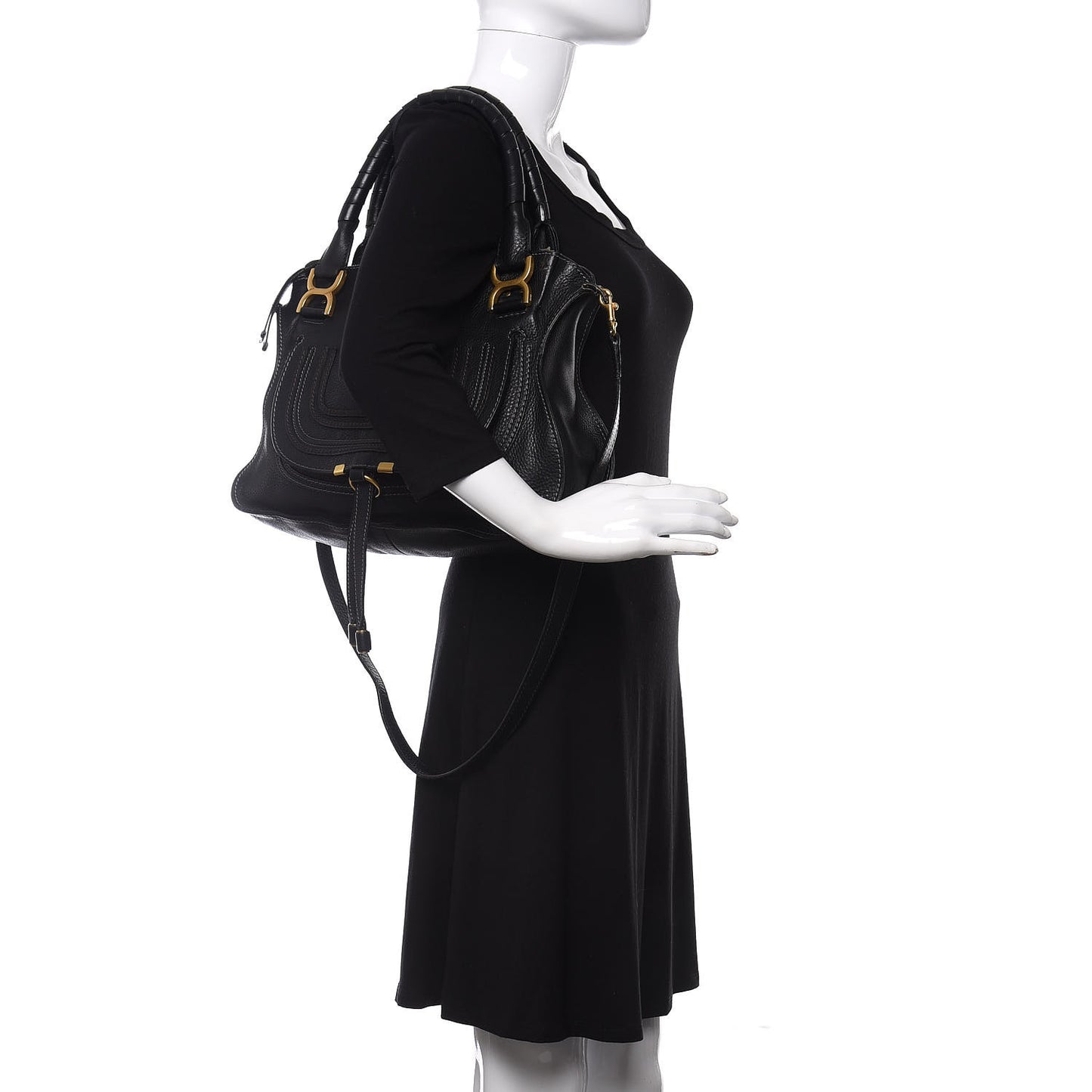 Calfskin Medium Marcie Satchel Black