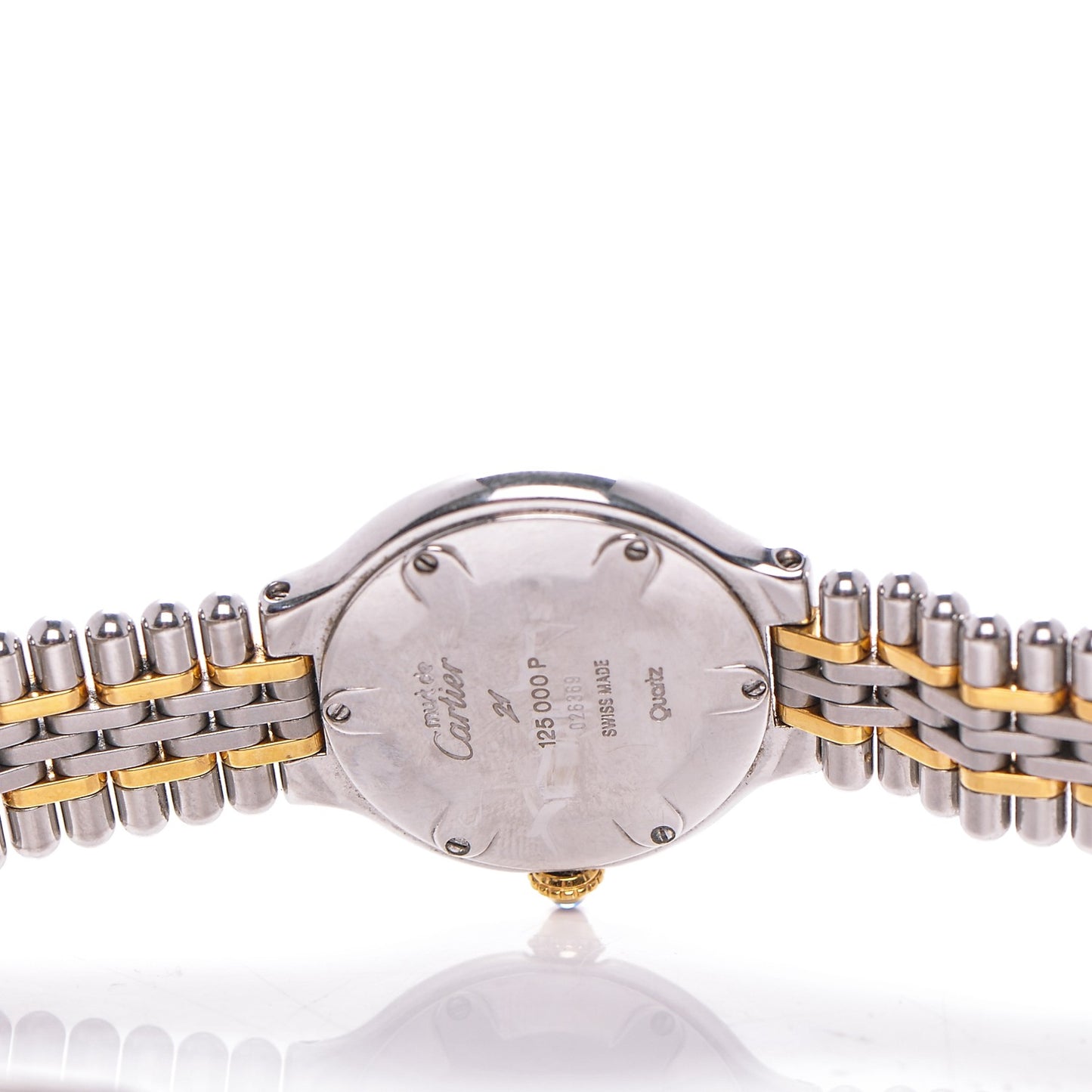 Stainless Steel 18K Yellow Gold 28mm Must De 21 Bullet Link Quartz Watch