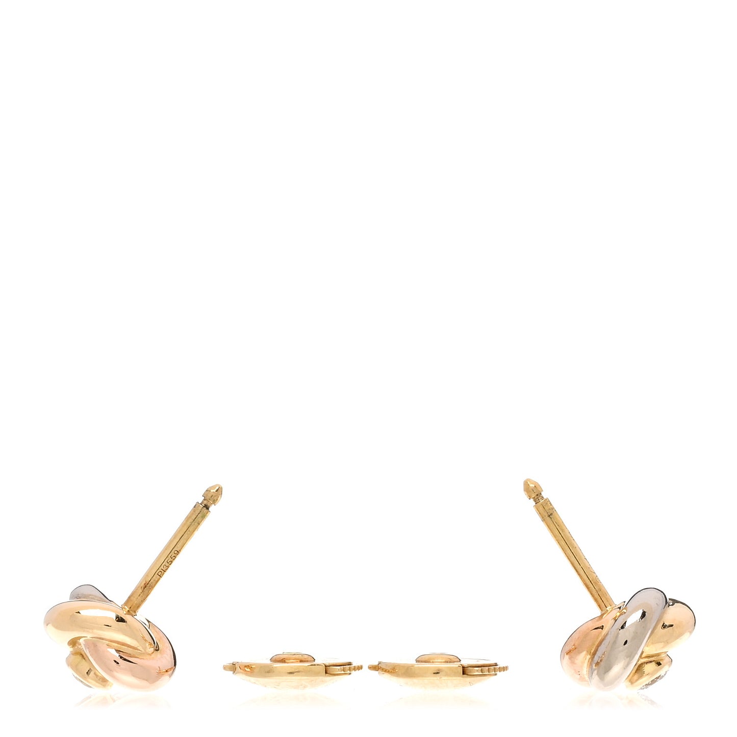 18K Pink Yellow White Gold Diamond Trinity Stud Earrings