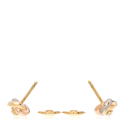 Cartier 18K Pink Yellow White Gold Diamond Trinity Stud Earrings 3 of 4