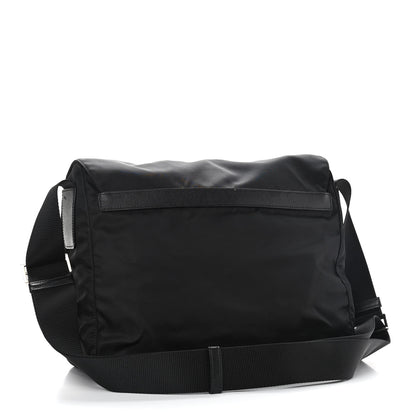 Prada Tessuto Nylon Saffiano Double Buckle Messenger Shoulder Bag Black 2 of 9
