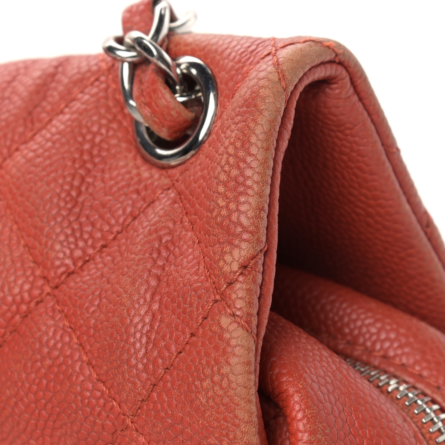 Caviar Quilted Medium Casual Journey Flap Red
