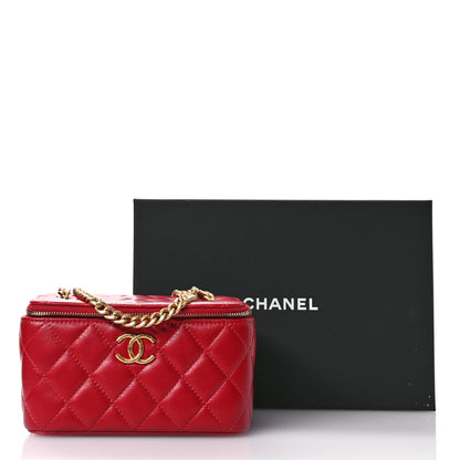 Chanel Lambskin Quilted Small Pillow Crush Vanity Case With Chain Red 11 of 11