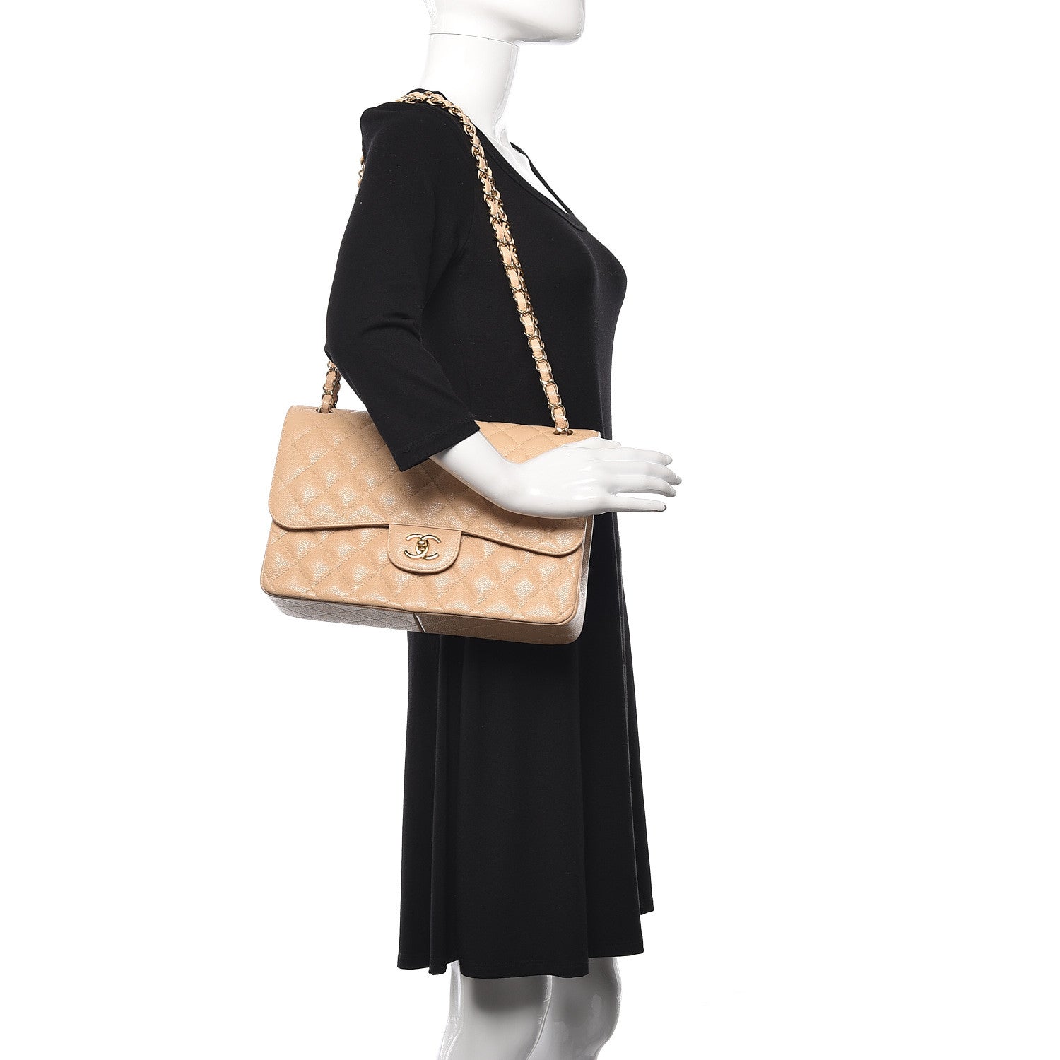 Chanel Caviar Quilted Jumbo Double Flap Beige Clair 2 of 10