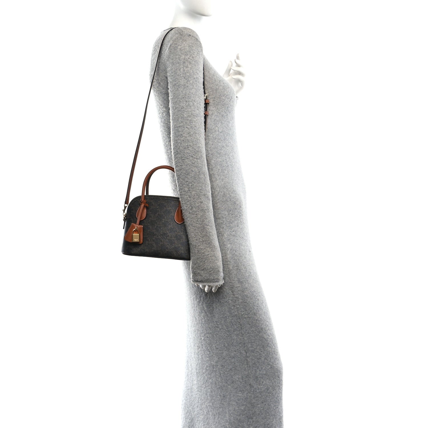 Celine Canvas Calfskin Triomphe Teen Honorine Bag Tan 2 of 10
