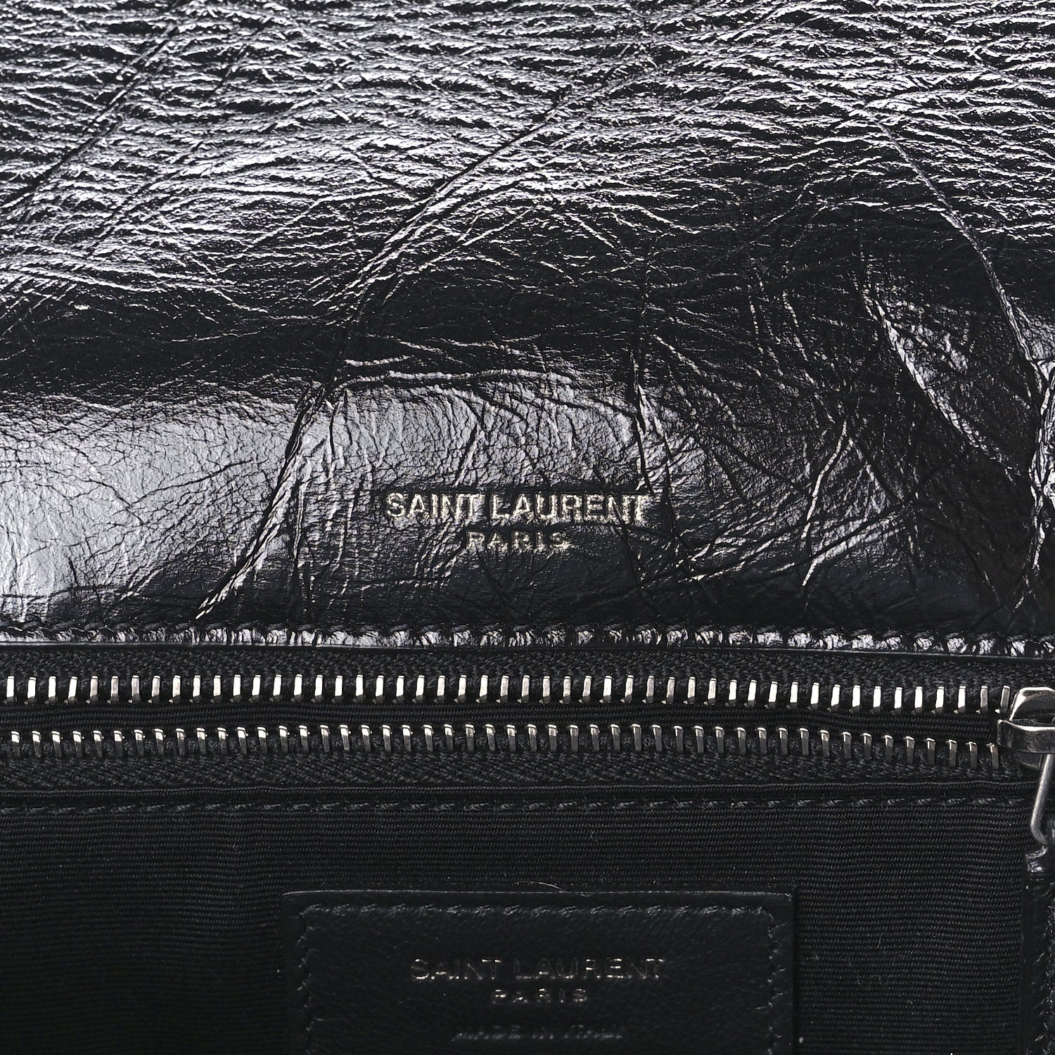 Saint Laurent Crinkled Calfskin Matelasse Monogram Medium Niki Chain Satchel Black 6 of 13