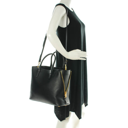 Tom Ford Pebbled Calfskin Medium Jennifer Zip Tote Black 2 of 6