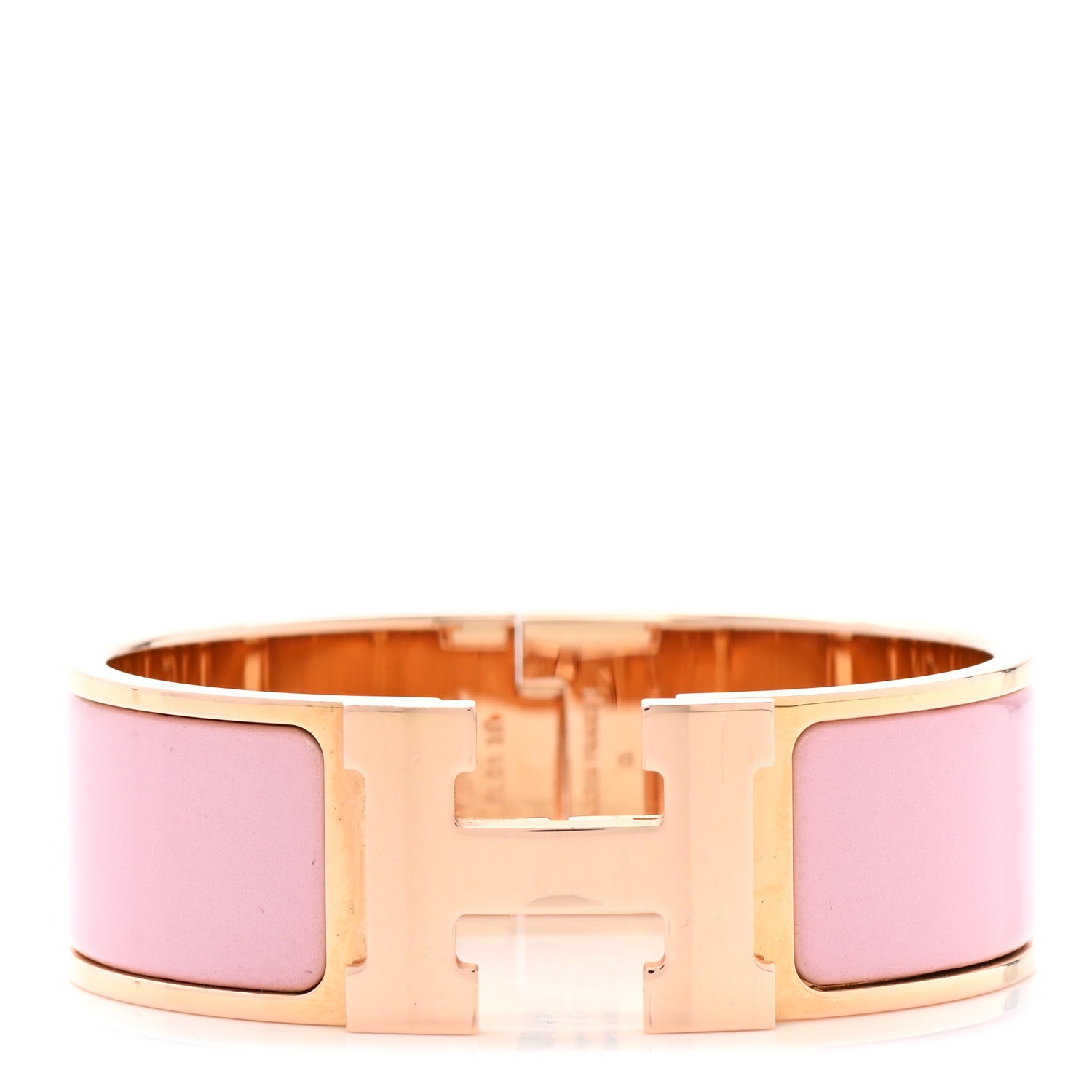Hermes Enamel Wide Clic Clac H Bracelet PM Rose Dragee 1 of 6