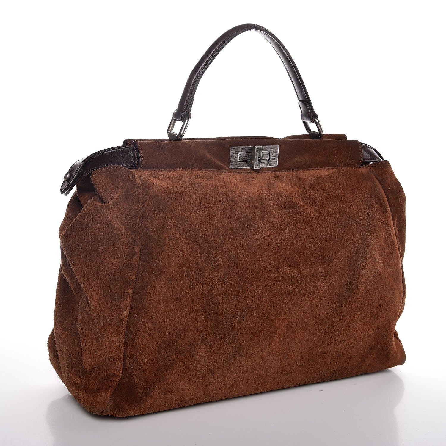 Fendi Suede Calfskin Large Peekaboo Iconic Satchel Cognac 3 of 7