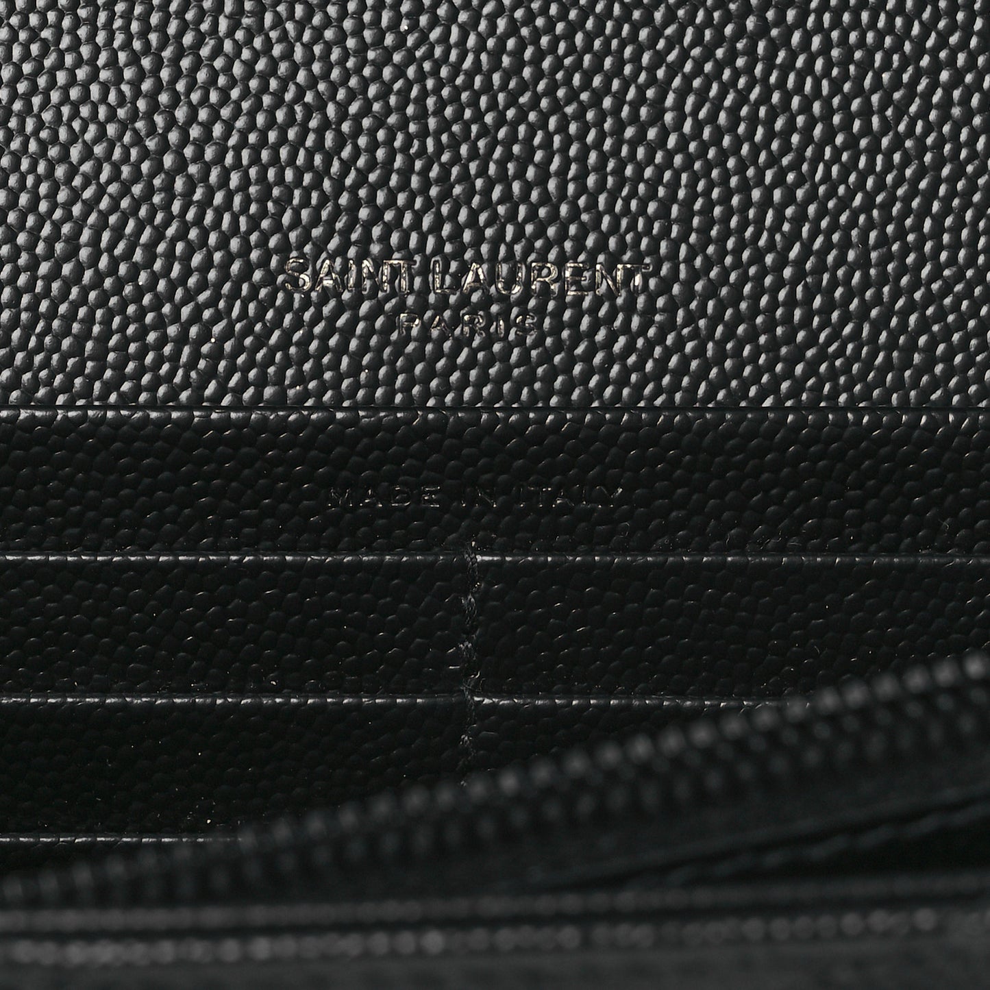 Grain De Poudre Matelasse Chevron Monogram Monochrome Chain Wallet Black