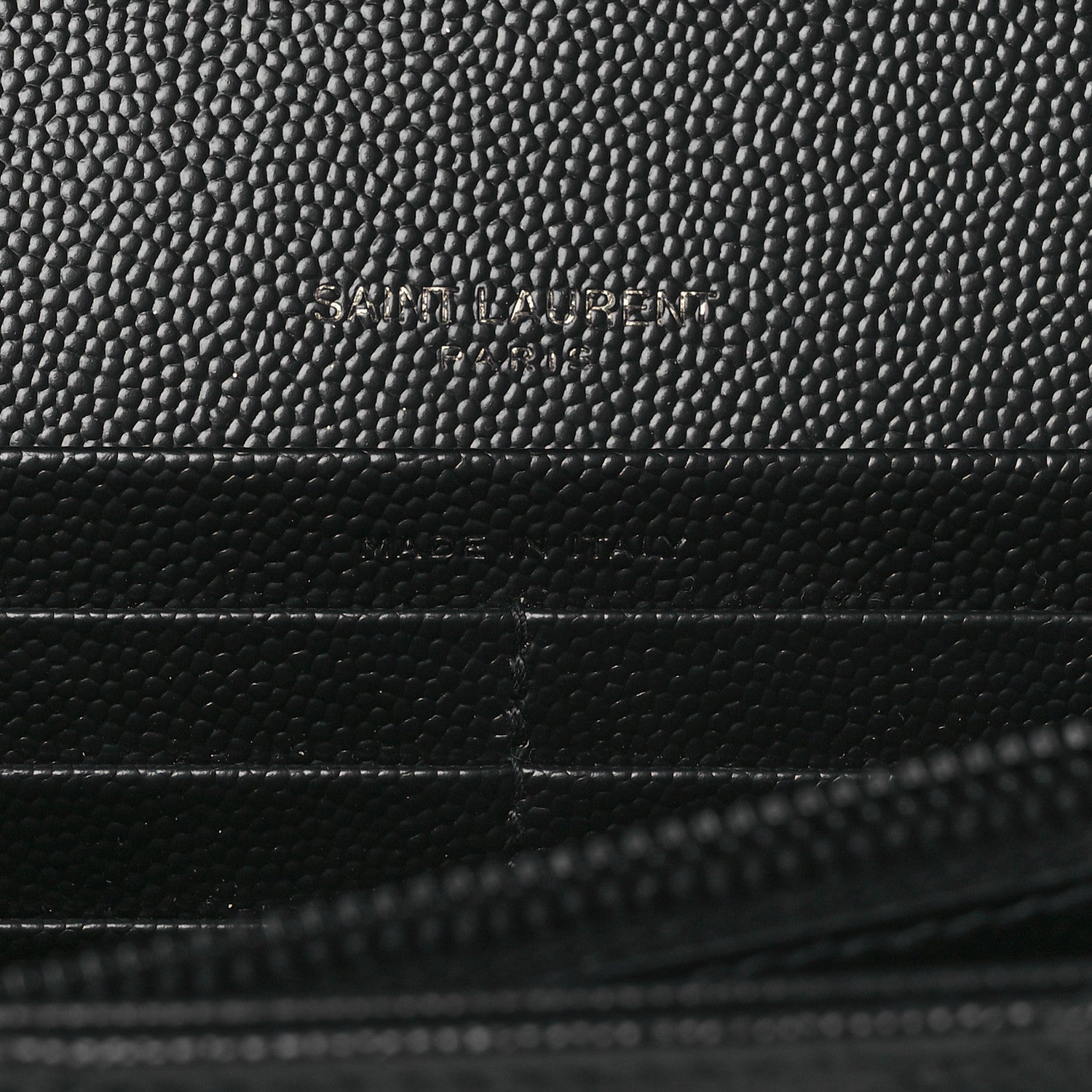 Saint Laurent Grain De Poudre Matelasse Chevron Monogram Monochrome Chain Wallet Black 8 of 13