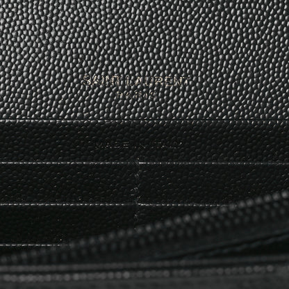 Saint Laurent Grain De Poudre Matelasse Chevron Monogram Monochrome Chain Wallet Black 8 of 13