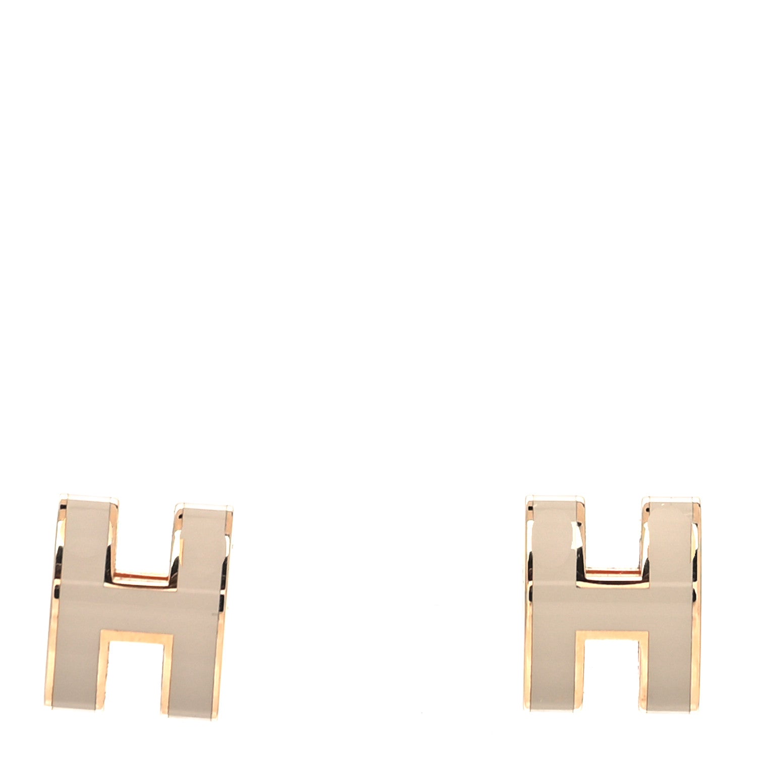 Hermes Rose Gold Lacquered Pop H Earrings Marron Glace 1 of 5