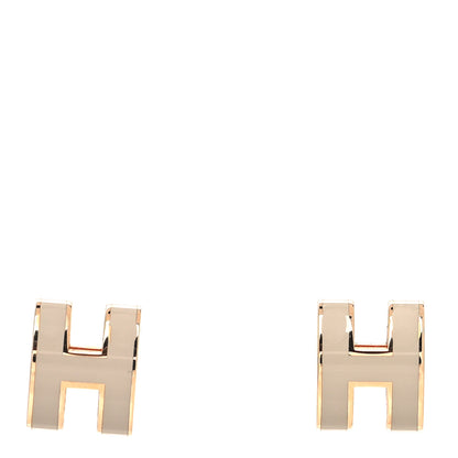 Hermes Rose Gold Lacquered Pop H Earrings Marron Glace 1 of 5